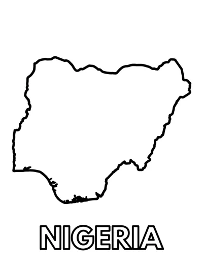 Desenho de Mapa de Nigeria para colorir