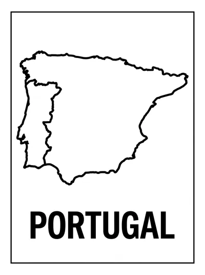 Desenho de Mapa de Portugal para colorir