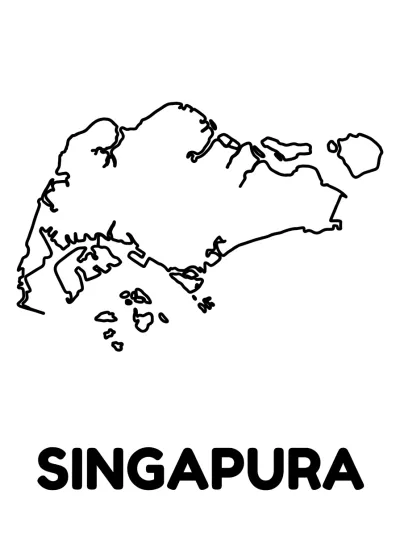 Desenho de Mapa de Singapur para colorir