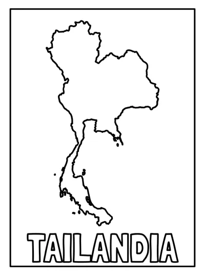 Desenho de Mapa de Tailandia para colorir