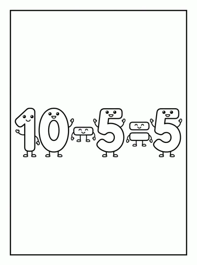 Desenho de Resta 10 - 5 = 5 para colorir