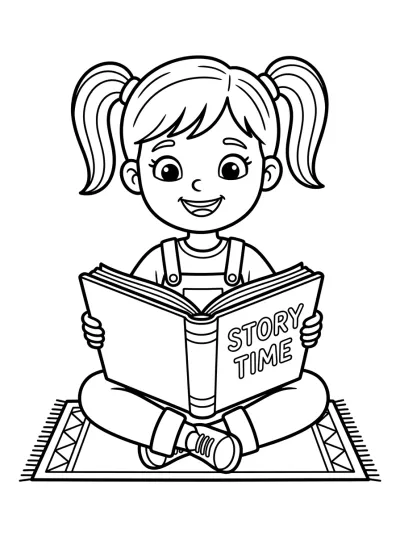 Desenho de Niña Leyendo para colorir
