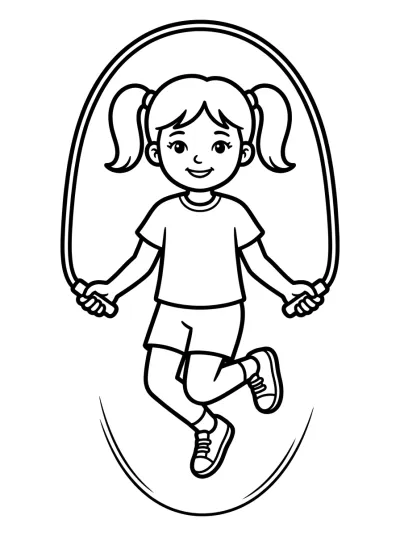 Desenho de Niña Saltando la Cuerda para colorir