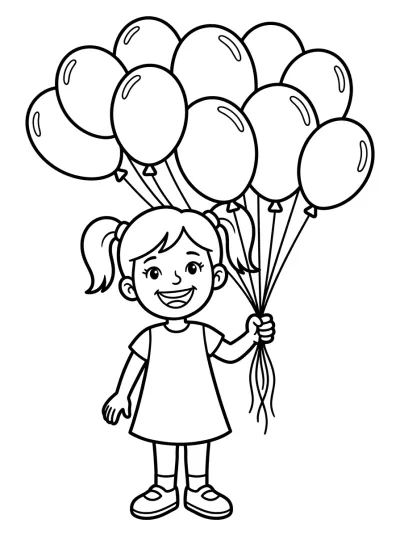 Desenho de Niña con Globos para colorir