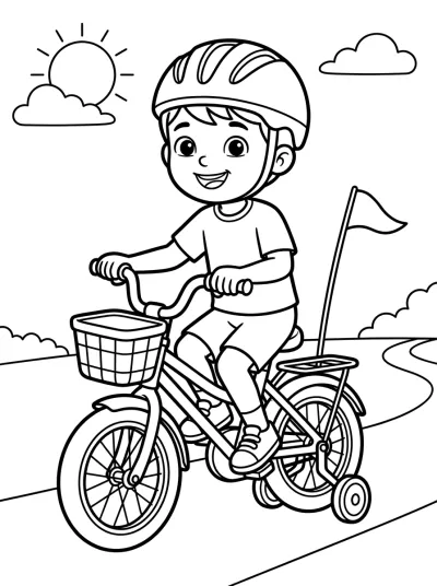 Desenho de Niño en Bicicleta para colorir
