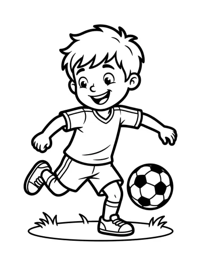Desenho de Niño Jugando Fútbol para colorir