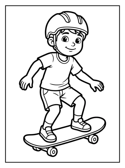 Desenho de Niño en Patineta para colorir
