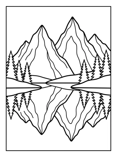 Desenho de Montaña con Lago para colorir
