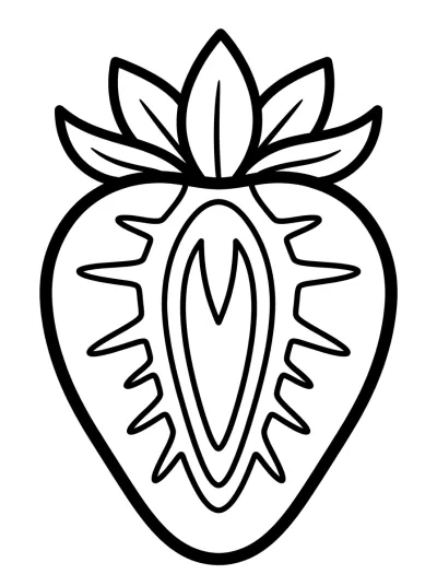 Desenho de Fresa Cortada para colorir