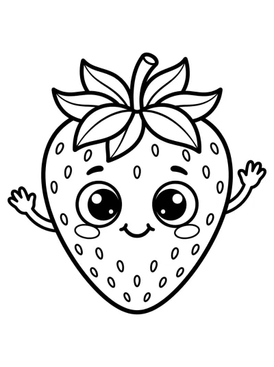 Desenho de Fresa Sonriente para colorir
