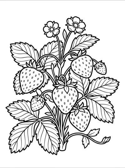 Desenho de Planta de Fresa para colorir