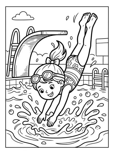Desenho de Niña Buceando para colorir