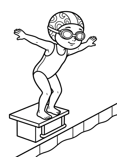 Desenho de Nadador con Gafas para colorir