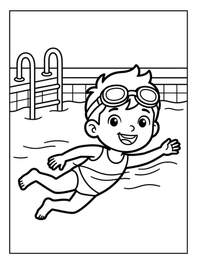 Desenho de Nadador Feliz para colorir
