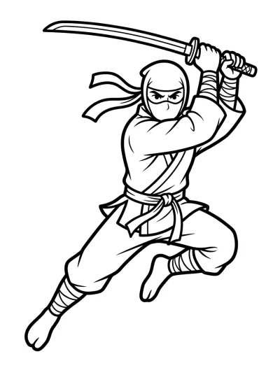Desenho de Ninja con Espada para colorir