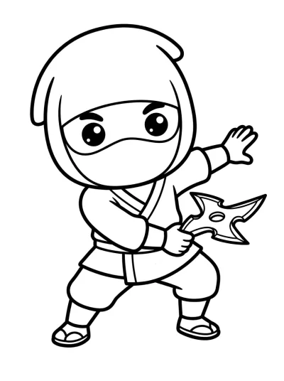 Desenho de Ninja con Shuriken para colorir