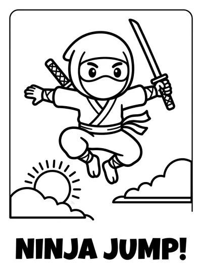 Desenho de Ninja Saltando para colorir
