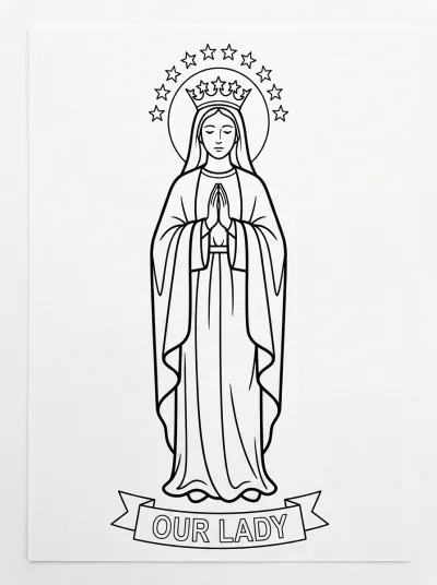 Desenho de Nuestra Señora con Estrellas para colorir