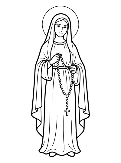 Desenho de Nuestra Señora con Rosario para colorir