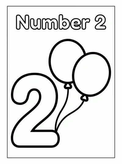 Desenho de Número 2 con Globos para colorir