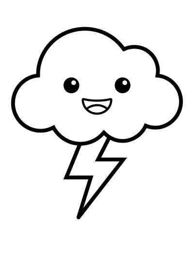 Desenho de Nube con Rayo para colorir