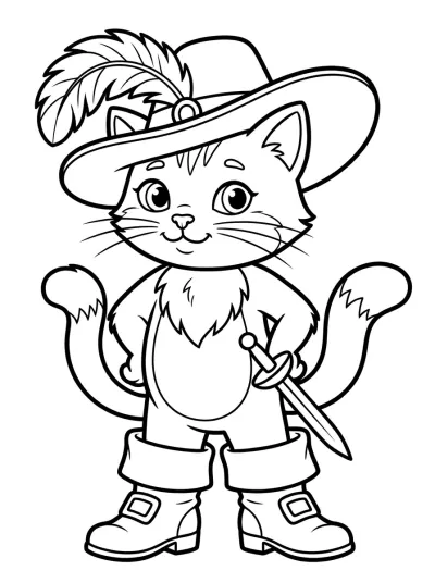 Desenho de Gato con Espada para colorir