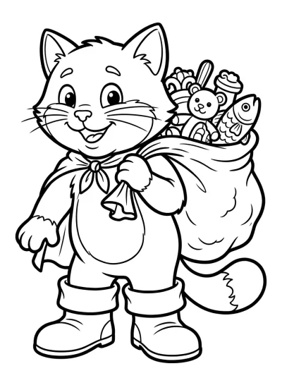 Desenho de Gato con Botas con Saco para colorir