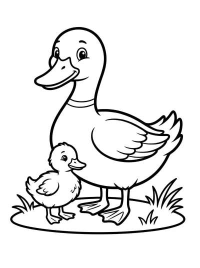 Desenho de Patito Feo con Mamá Pata para colorir