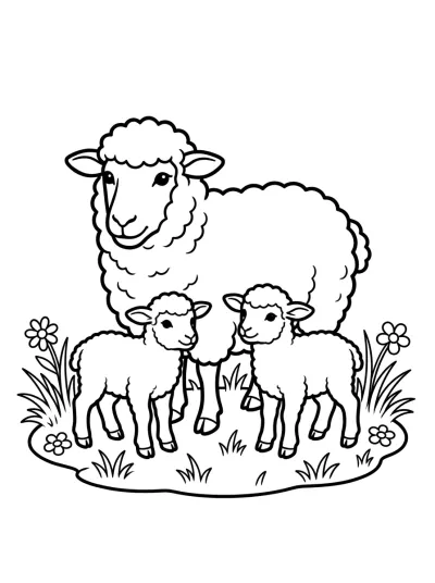 Desenho de Famille de Moutons para colorir
