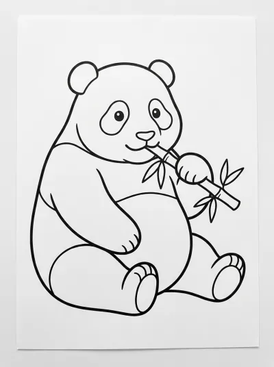 Desenho de Panda con Bambu para colorir