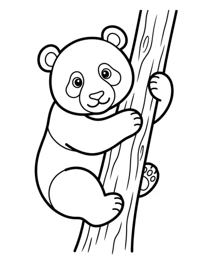 Desenho de Panda Subiendo a un Árbol para colorir