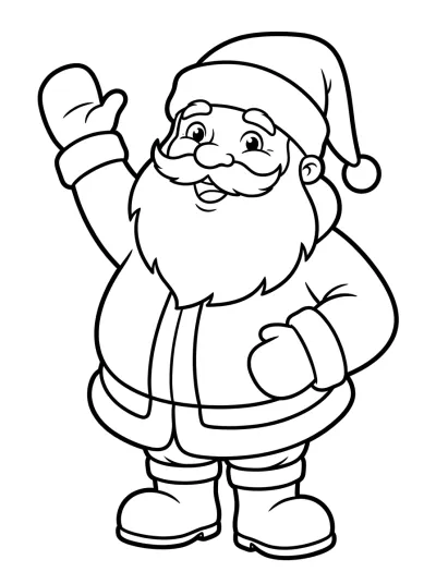 Desenho de Papai Noel Acenando para colorir