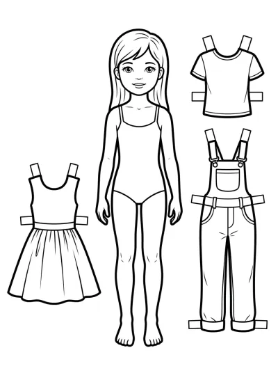 Desenho de Muñeca de Papel para colorir