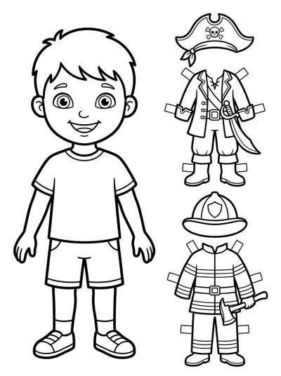 Desenho de Muñeco de Papel para colorir