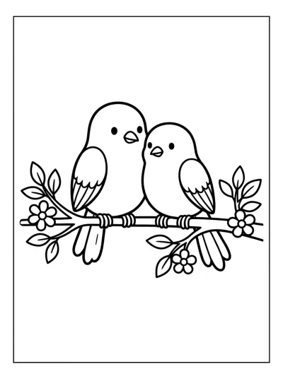 Desenho de Pareja de Pajaritos para colorir