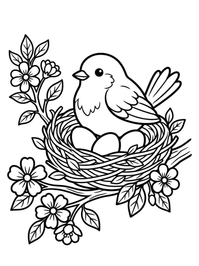 Desenho de Pajarito en el Nido para colorir