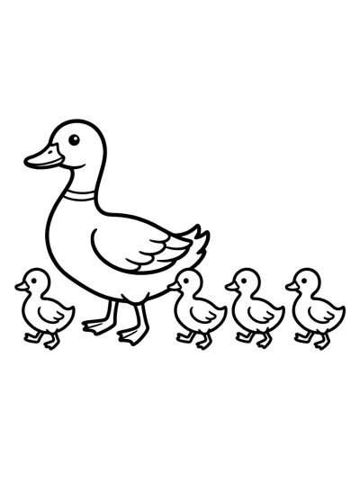 Desenho de Pata con Patitos para colorir
