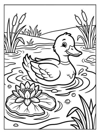 Desenho de Pato en el Estanque para colorir
