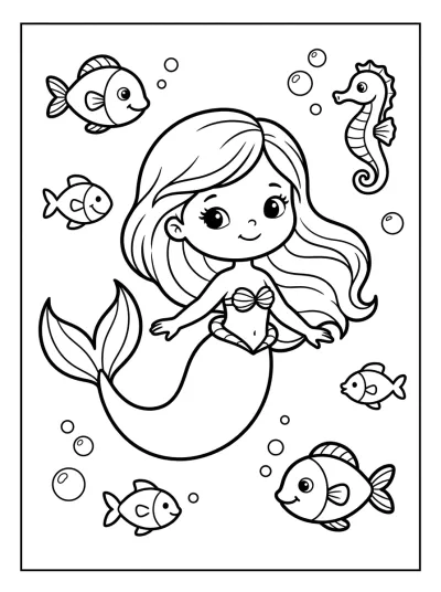 Desenho de Sirena en el Mar para colorir