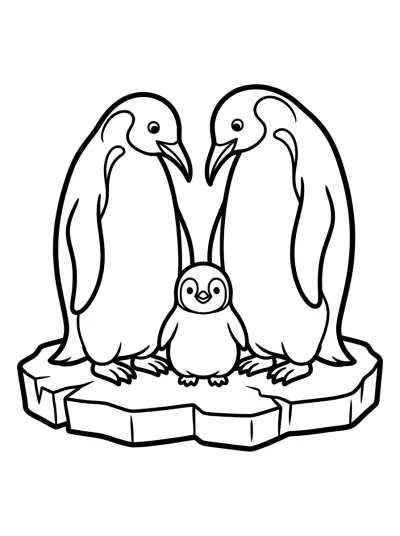 Desenho de Familia de Pingüinos para colorir