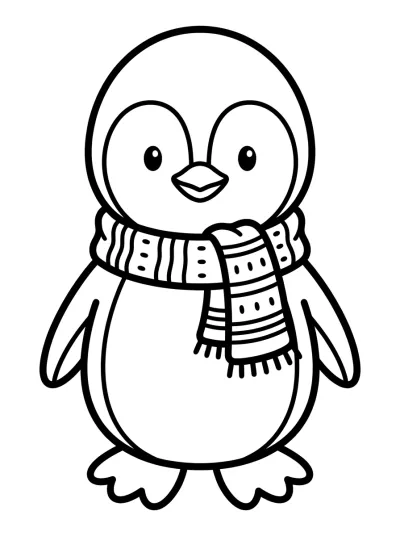Desenho de Pingüino con Bufanda para colorir