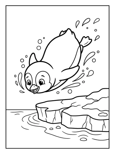 Desenho de Pingüino Buceando para colorir