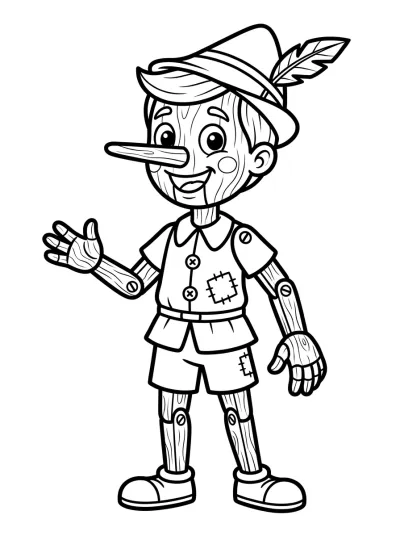Desenho de Pinocho con Nariz Larga para colorir