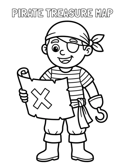 Desenho de Pirata con Mapa para colorir