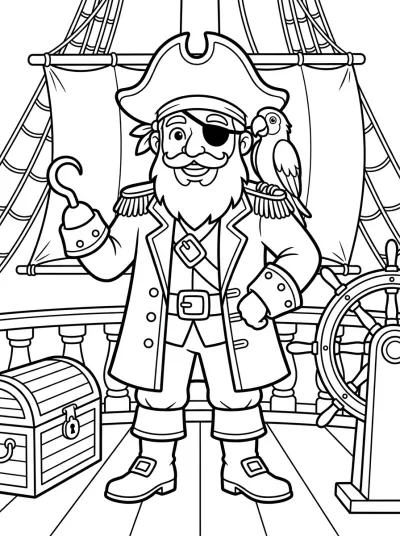 Desenho de Pirata en el Barco para colorir