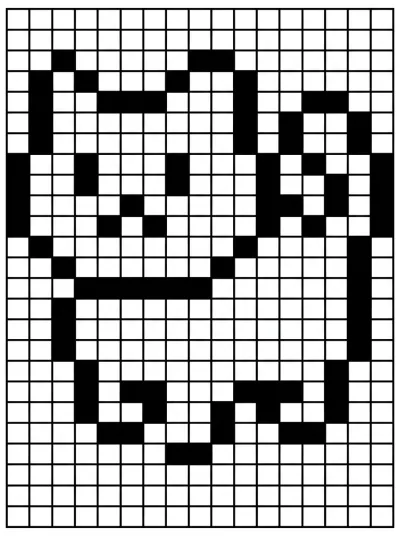 Desenho de Gato en Pixel Art para colorir