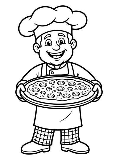 Desenho de Pizzero con Pizza para colorir