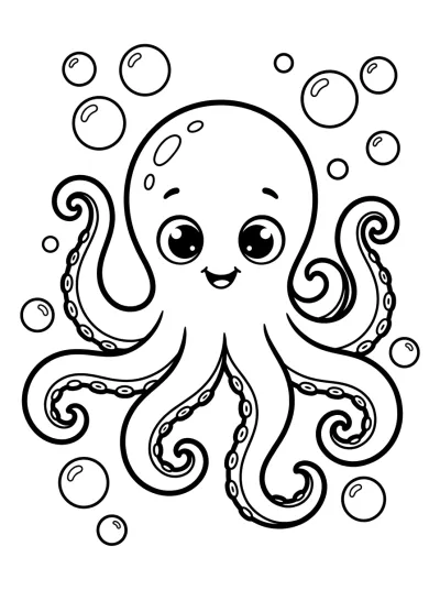 Desenho de Pulpo Bebé con Burbujas para colorir