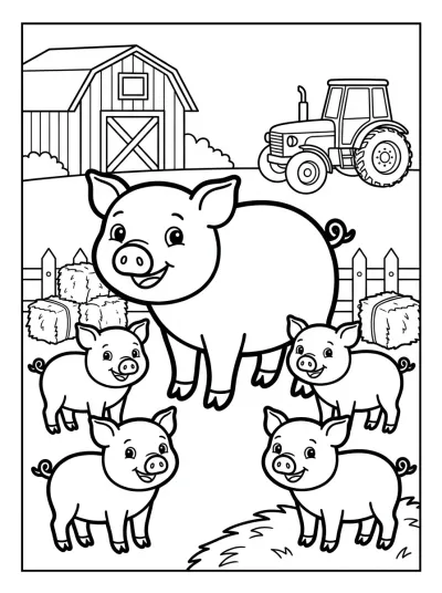Desenho de Familia de Cerdos para colorir