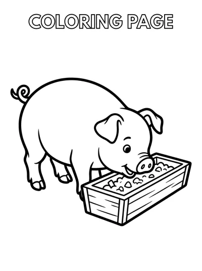 Desenho de Cerdito Comiendo para colorir